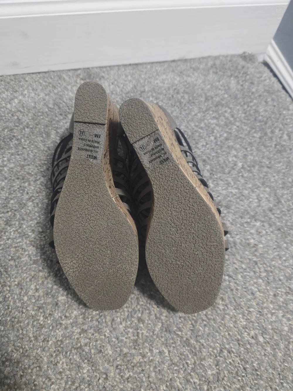 Pop Olive-Taupe Strappy Cork Wedge Sandals